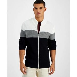 INC International Concepts Black and Gray Zip Up Sweater
